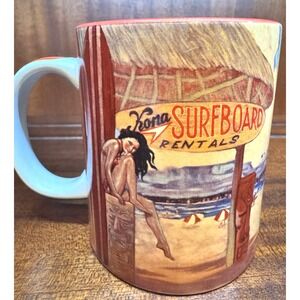 Hawaiian Island Heritage Vintage Ceramic Mug Rick Sharp Kona Surfboard Rentals